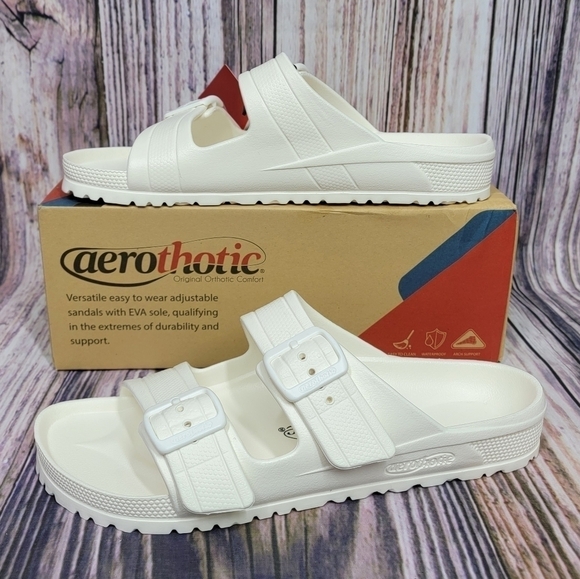 AEROTHOTIC White Dual Strap Arcus Slide Sandals - Picture 2 of 16